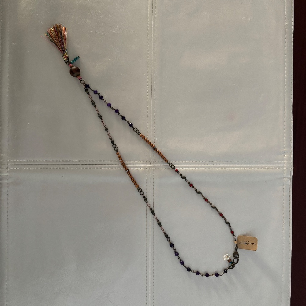 Natural Life BOHO Beaded Necklace with Tassle NWT